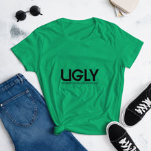 Load image into Gallery viewer, UGLY women&#39;s short sleeve t-shirt black writing
