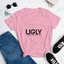 Load image into Gallery viewer, UGLY women&#39;s short sleeve t-shirt black writing
