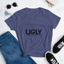 Load image into Gallery viewer, UGLY women&#39;s short sleeve t-shirt black writing
