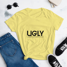 Load image into Gallery viewer, UGLY women&#39;s short sleeve t-shirt black writing
