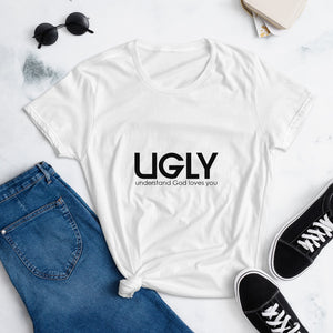 UGLY women's short sleeve t-shirt black writing