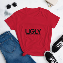 Load image into Gallery viewer, UGLY women&#39;s short sleeve t-shirt black writing
