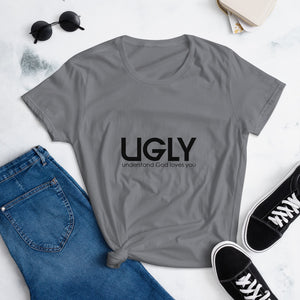 UGLY women's short sleeve t-shirt black writing