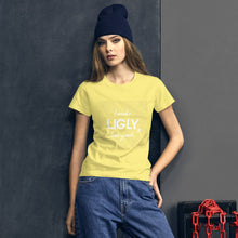 Load image into Gallery viewer, I make UGLY look good women&#39;s short sleeve t-shirt white writing
