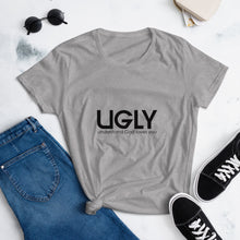 Load image into Gallery viewer, UGLY women&#39;s short sleeve t-shirt black writing
