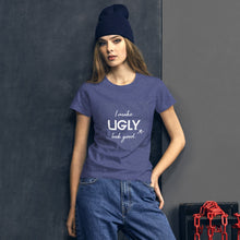 Load image into Gallery viewer, I make UGLY look good women&#39;s short sleeve t-shirt white writing
